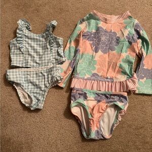 Ruffle Butts Pink Striped Swimwear